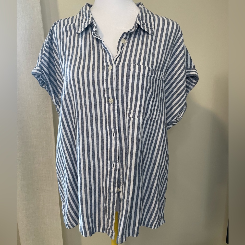 Vintage Orvis Blue and White Striped Shirt